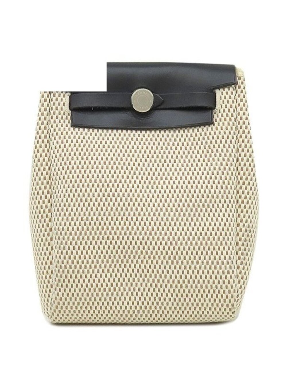 Hermes Shoulder Bag Herbag TPM Toile GM Officier Vache Hunter Natural Black